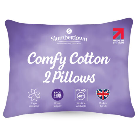 Slumberdown Comfy Cotton Pillow, Firm Support, 2 Pack