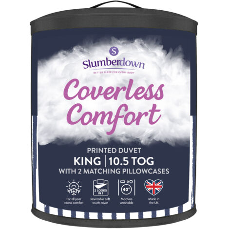 Slumberdown Coverless Comfort Printed Stripe Navy Duvet, 10.5 Tog, King