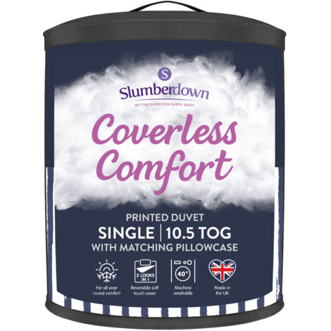 Slumberdown Coverless Comfort Printed Stripe Navy Duvet, 10.5 Tog, Single