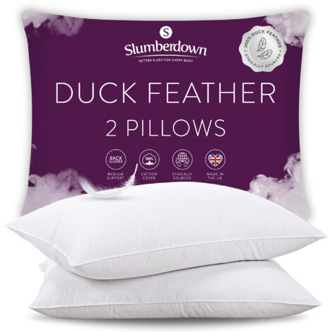Slumberdown Duck Feather Pillow, Medium Support, 2 Pack