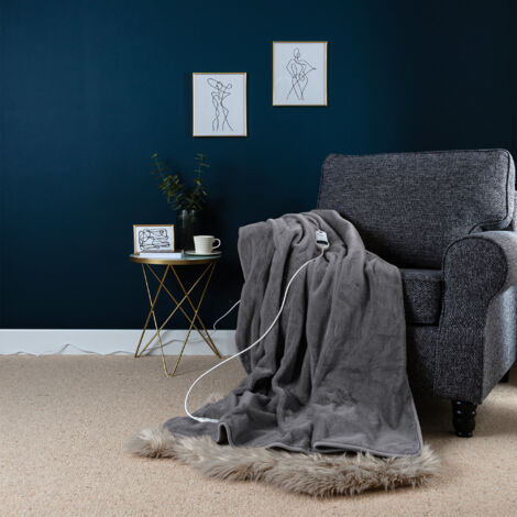 Slumberdown Elegantly Warm Luxury Heated Throw, Dark Charcoal