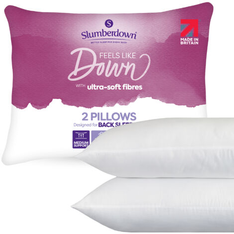 Slumberdown Feels Like Down Pillow, Medium Support, 2 Pack