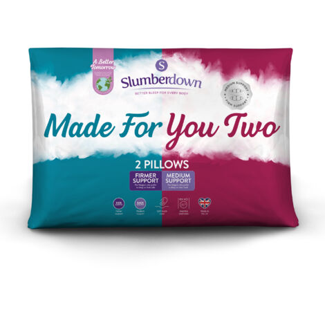 Slumberdown Made For You Two Pillow, Medium/Firm Support, 2 Pack