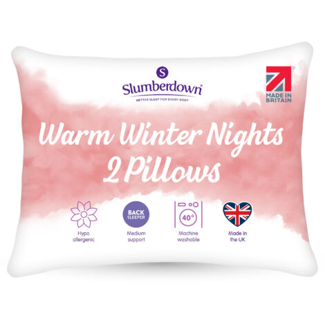 Slumberdown Warm Winter Nights Pillow, Medium Support, 2 Pack