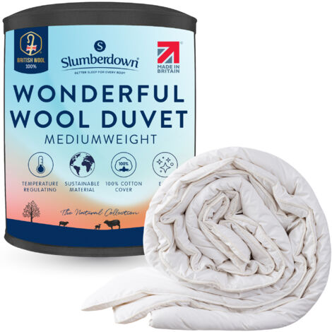 Slumberdown Wonderful Wool Duvet, 375gsm Medium, Single