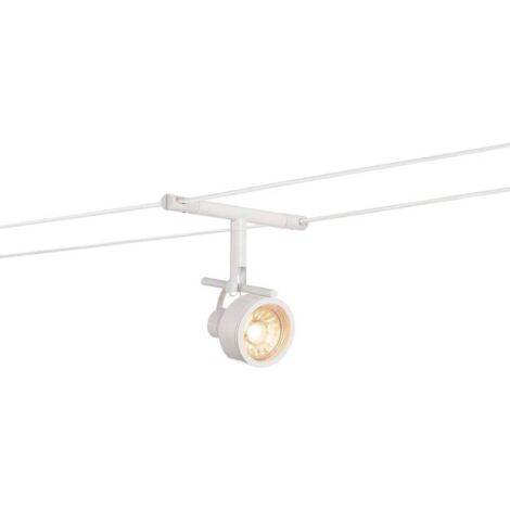 SLV – Spot SALUNA en acier pour câble tendu MR16 blanc – Douille G5,3 compatible halogènes ou LED – Écart câble max 15,5 cm – 139131