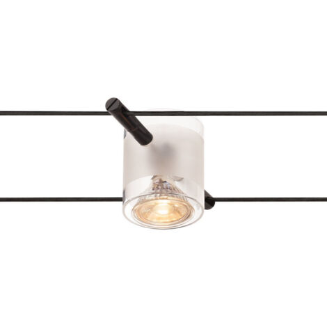 SLV – Spot câble tendu COMET MR16 noir en acier et verre satiné – Compatible halogène et LED – Écart max 15,5 cm – 139120