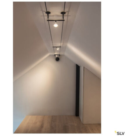 SLV – Système de câble tendu support mural 6 cm noir – Lot de 2 pièces – Pour éclairage intérieur – 186330