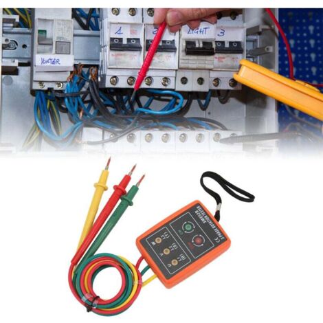 SM852B Three Phase Rotation Tester Portable Digital Wide Range Three Phase Rotation Meter for AC 60600V Electricity Testing MUMU