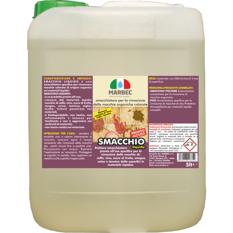 Image of Smacchio liquido 5LT | Smacchiatore per la rimozione delle macchie organiche colorate su materiali lapidei