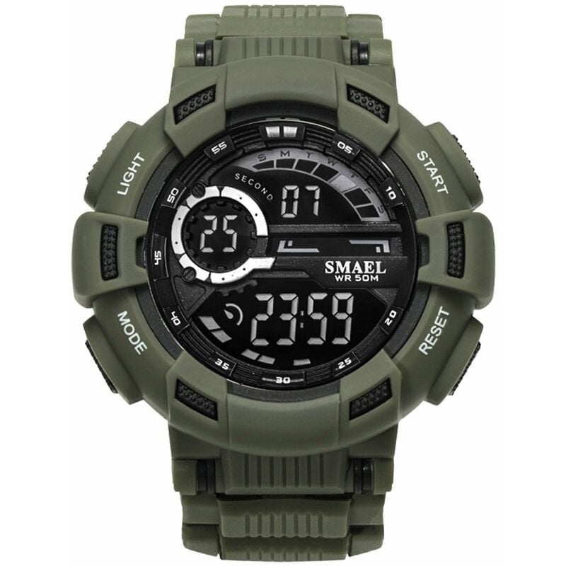 

1366 Reloj digital electronico multifuncional para hombres con estilo reloj de pulsera deportivo impermeable de 50 M con pantalla luminosa / alarma /