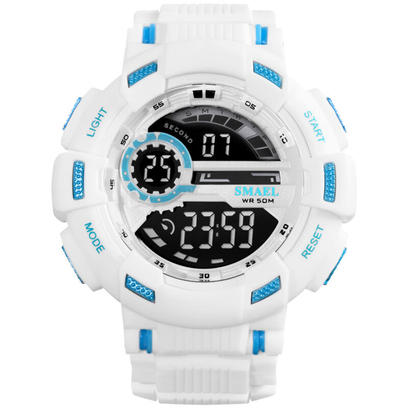 

1366 Reloj digital electronico multifuncional para hombres con estilo reloj de pulsera deportivo impermeable de 50 M con pantalla luminosa / alarma /