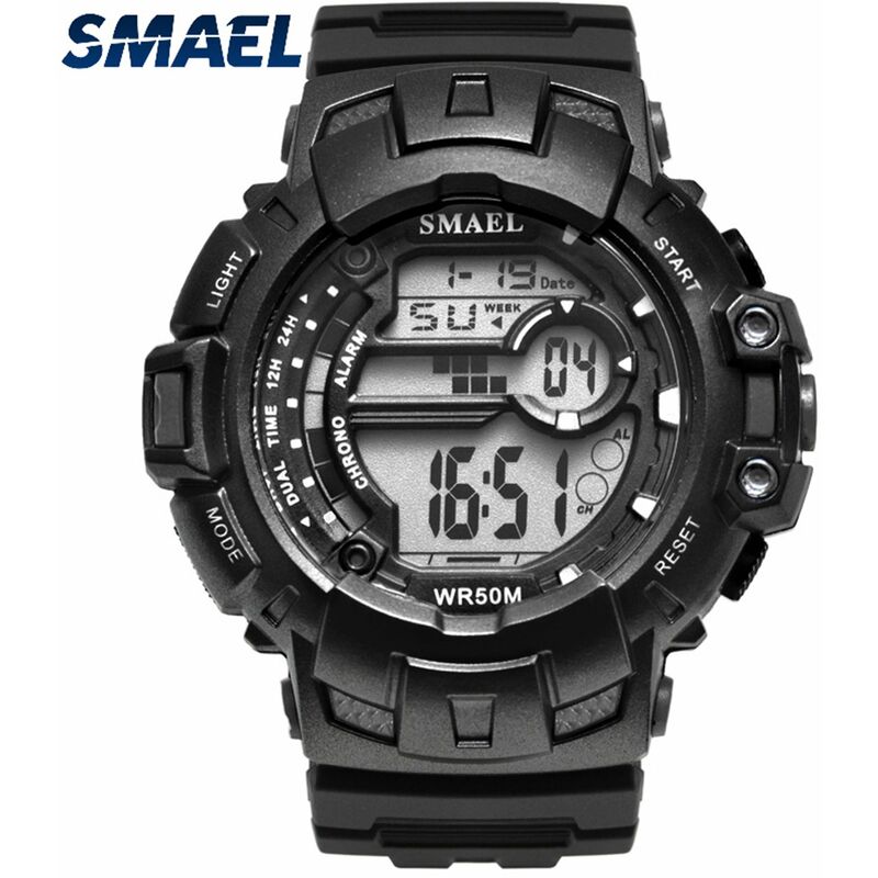 

1532A Reloj electronico digital multifuncional para hombres, mujeres, esfera grande, reloj de pulsera unisex de moda con 50M Impermeable / Luminoso /