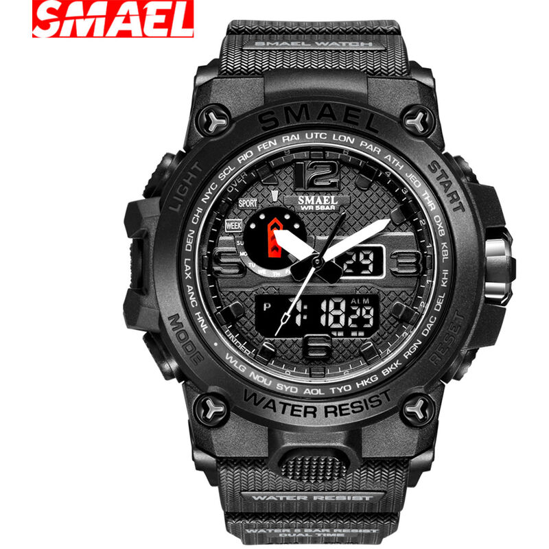 

1545 Reloj de pulsera deportivo de moda para hombre Reloj electronico digital de cuarzo multifuncional con 50M Impermeable / Luminoso / Alarma /
