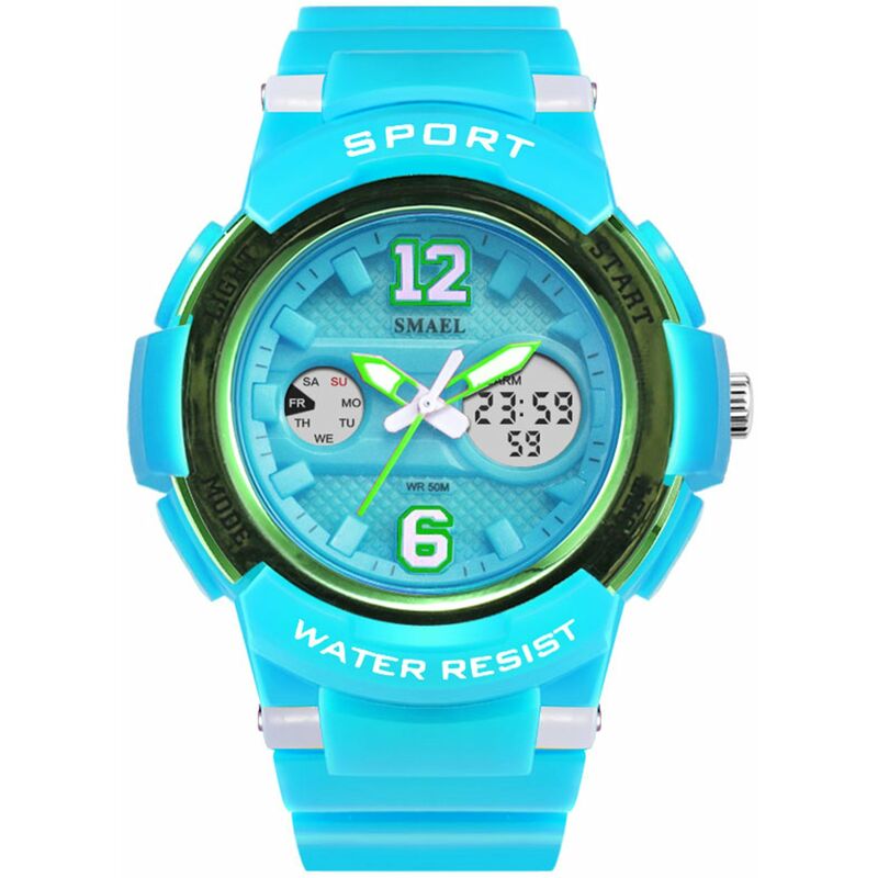 

1632 Reloj deportivo elegante para mujer multifuncion de cuarzo + reloj de pulsera digital electronico para mujer 50M Reloj casual impermeable con