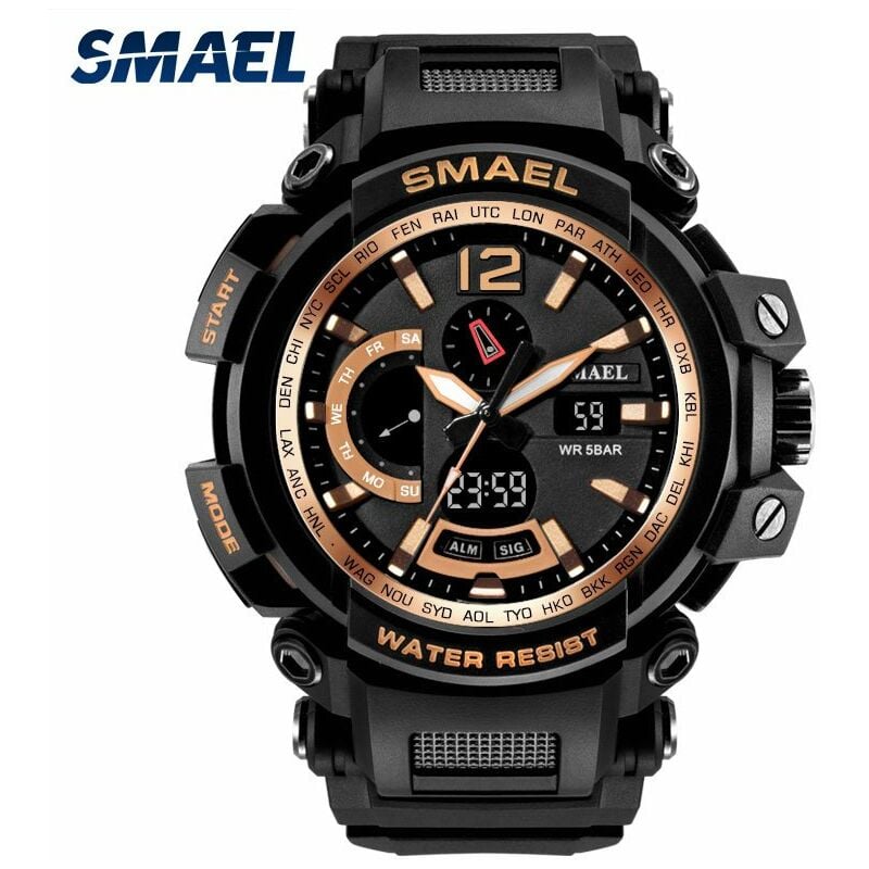 

1702 Reloj de pulsera digital de cuarzo para hombre de moda Reloj deportivo multifuncional con 50M Impermeable / Luminoso / Alarma / Cronometro /