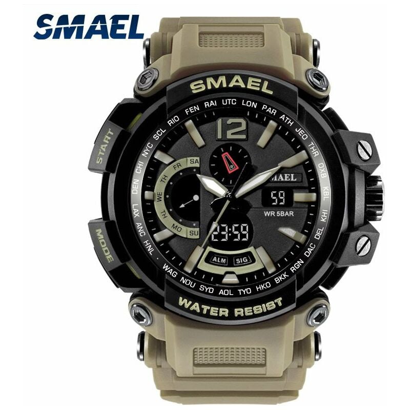 

1702 Reloj de pulsera digital de cuarzo para hombre de moda Reloj deportivo multifuncional con 50M Impermeable / Luminoso / Alarma / Cronometro /