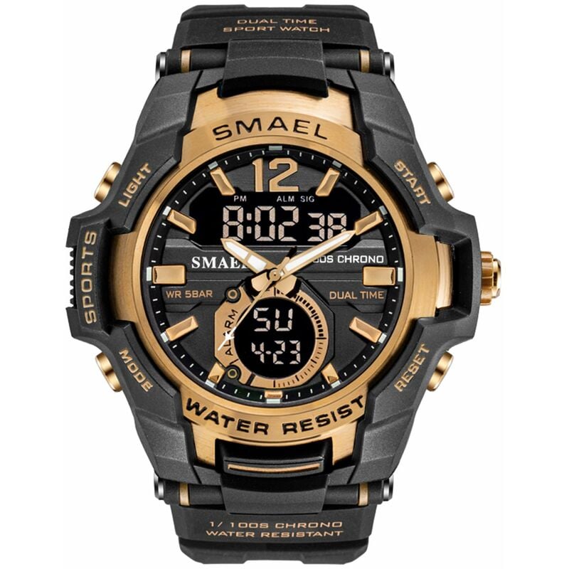 

SMAEL 1805 Reloj deportivo multifuncional para hombre Reloj de pulsera digital de doble pantalla de cuarzo de moda con 50M Impermeable / Luminoso /