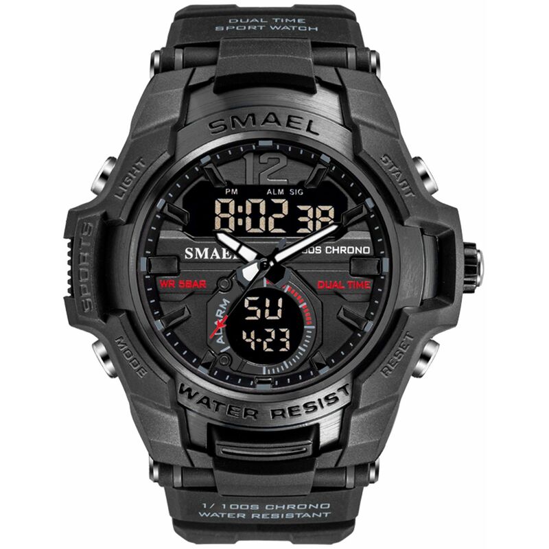 

SMAEL 1805 Reloj deportivo multifuncional para hombre Reloj de pulsera digital de doble pantalla de cuarzo de moda con 50M Impermeable / Luminoso /