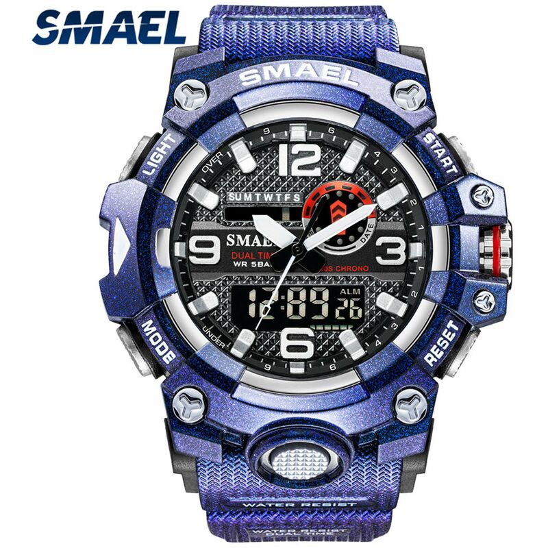 

8035 (Dazzle) Reloj deportivo casual multifuncional brillante para hombres Reloj de pulsera electronico electronico impermeable de 50M con luminoso /