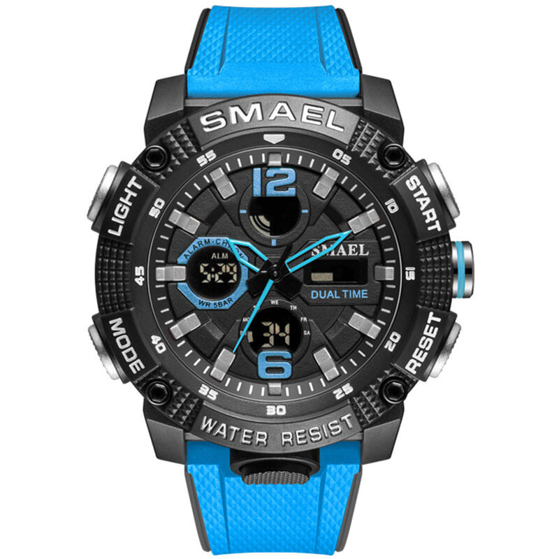 

SMAEL 8039 Reloj de pulsera deportivo multifuncional para hombres y estudiantes 50M Impermeable Quart + Reloj digital de doble pantalla con luminoso