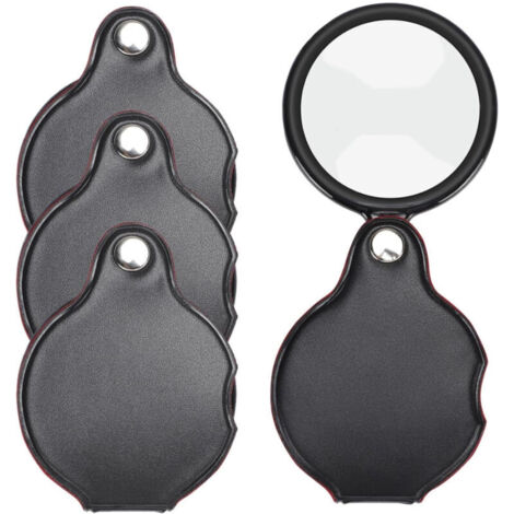 Small 10X magnifying glass, 4 mini folding pocket magnifiers with rotating protective case