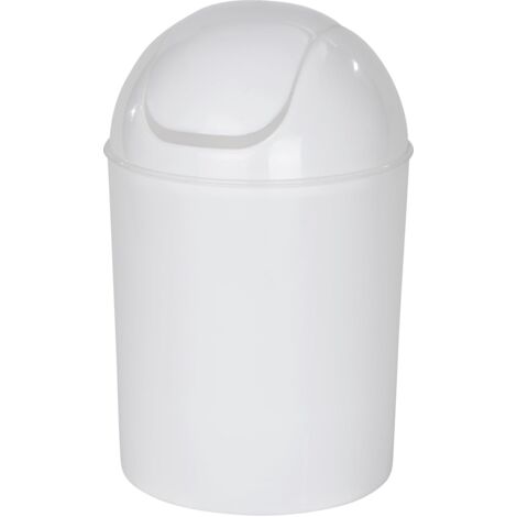 Small 6L Swing Lid Bathroom Bin Durable Plastic White