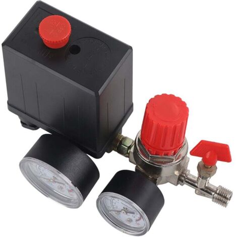 Small air compressor pressure switch control valve regulator with gauges