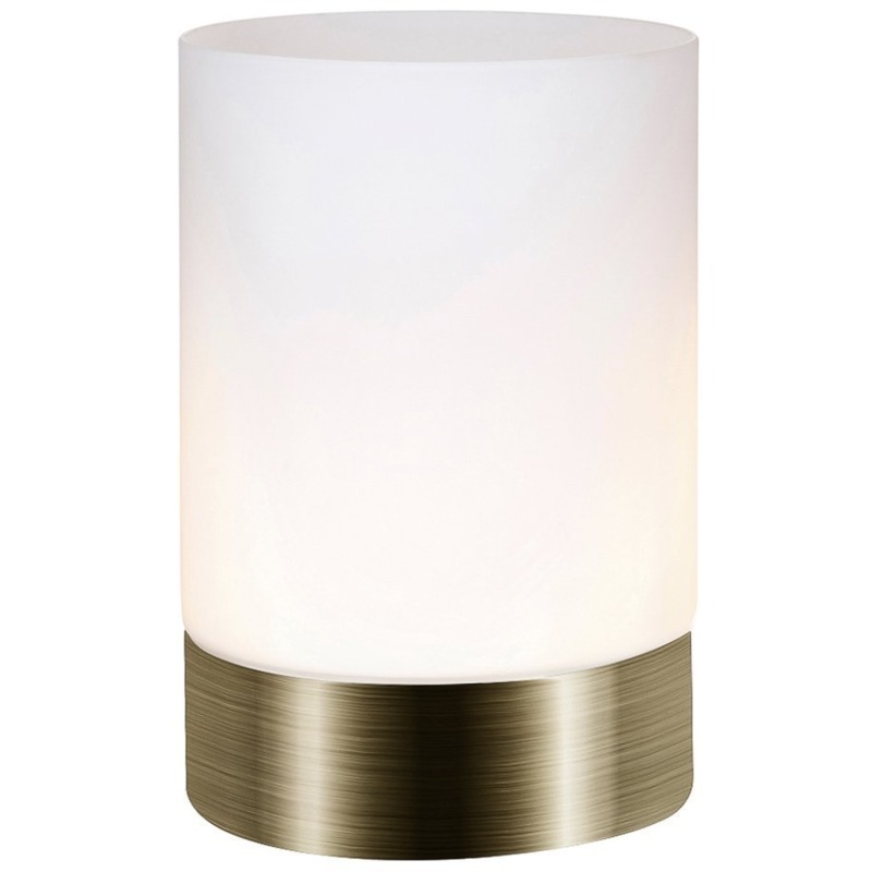 Small Antique Brass Touch Dimmable Table Lamp with Frosted Glass Shade by Happy Homewares