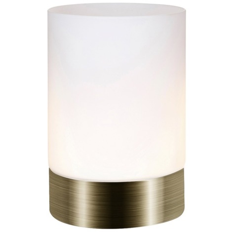 main image of "Small Antique Brass Touch Dimmable Table Lamp with Frosted Glass Shade by Happy Homewares"