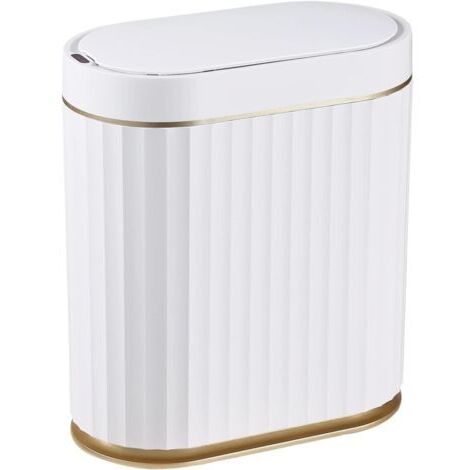 small automatic bathroom trash can with lid, smart slim 2 gallon plastic trash can 10 liter sensor narrow trash can