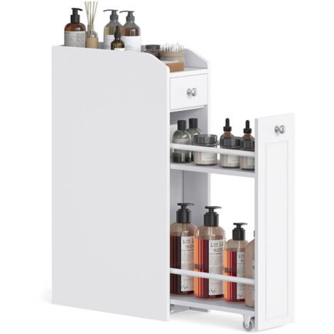 Small Bathroom Cabinet, Slim Bathroom Storage Unit, Bathroom Organiser, Freestanding Toilet Paper Storage Cabinet with Slide-Out Drawers, Ideal for Small Spaces