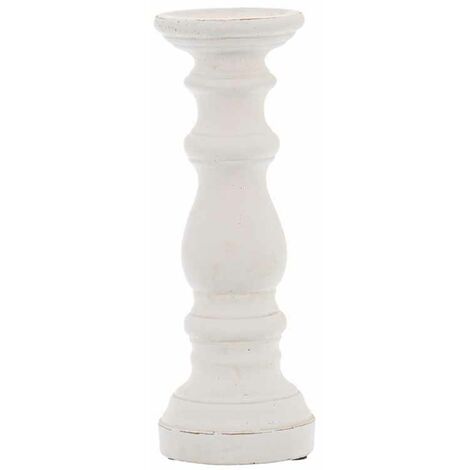 Small Column Candle Holder - Ceramic - L12 x W12 x H31 cm - Matt White
