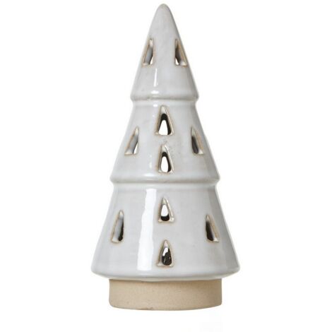 Small Cut-Out Tree with Led Lights - Ceramic - L7 x W7 x H15 cm - White
