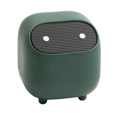 Small cute trash can ninja desktop trash can with lid car trash can household trash can office trash can (green trash can)
