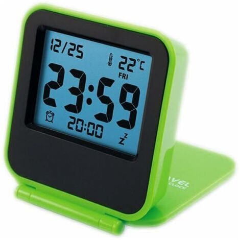 ODIPIE Small digital travel alarm clock, portable folding calendar temperature clock