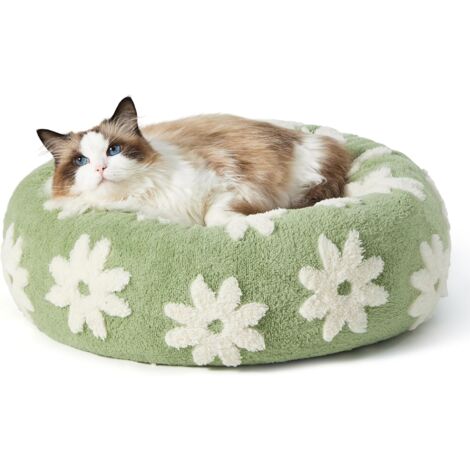 Small Dog Bed - Round Cat Beds for Indoor Cats Calming Pet Beds, Cute Modern Beds with Jacquard Shaggy Plush & Anti Slip Bottom, 20 Inch, Green,XS (20x20x6)