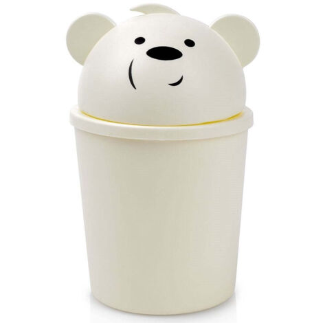 Small dustbin with removable lid in a cute bear shape
