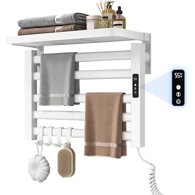 Image of Small electric towel warmer with shelf,&hellip;