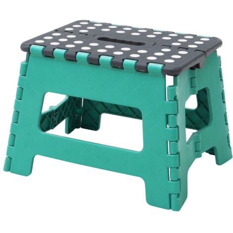 Small Folding Step Stool, Turquoise/Grey