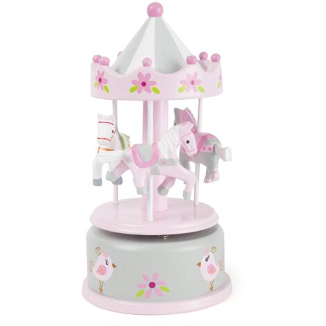 Small Foot 11230 Carillon per Bambini giostra dei Cavalli, in Legno, con Melodia, Ideale Come Ninna Nanna Decorazioni, Bianco, Taglia Unica