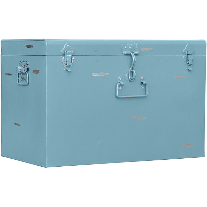 Iron Chest - Small Industrial Design Trunk - Sony Blue Iron, Metal - Blue
