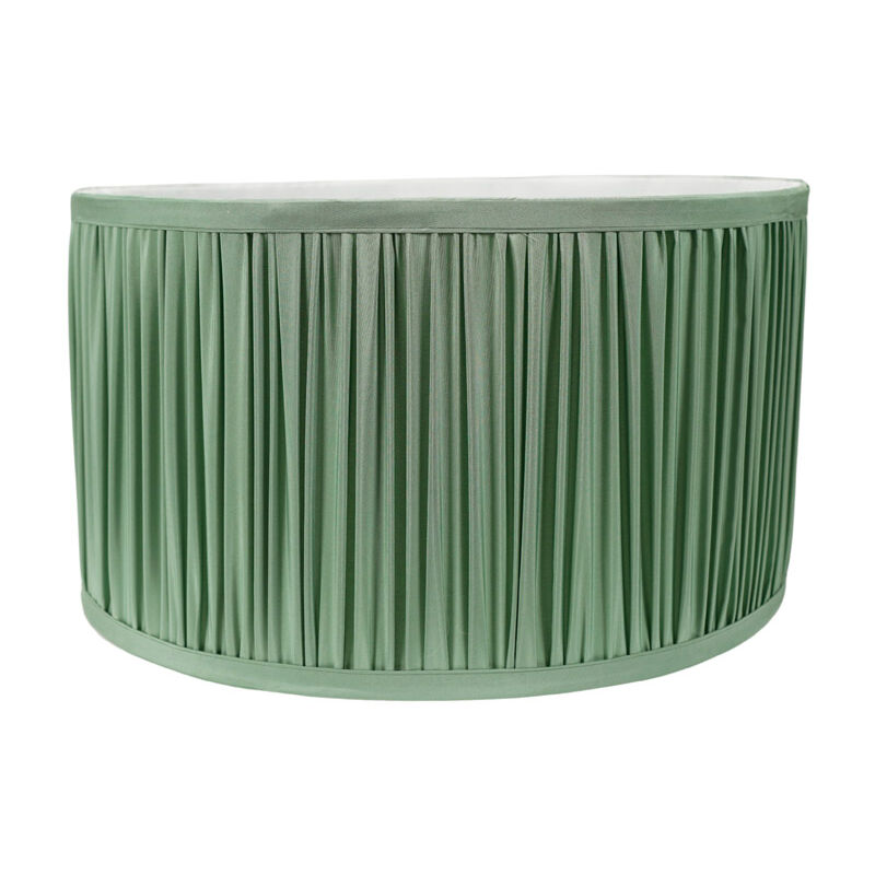 Small Jess Fabric - Faux Silk Green Drum and B22 gls led 10W Warm White 3000K Bulb