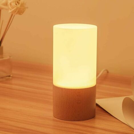 Small LED wooden table lamp, bedroom bedside night light, dimmable LED lighting, creative home decor table lamp, unique home natural beech wood warming gift Wooden lamp Christmas gift