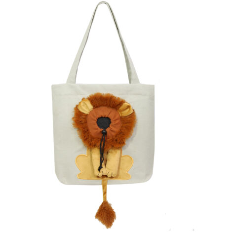 Small Lion Shoulder Bag Cats and Dogs Small Pets Canvas Out of The Handbag Pet Bag (XL,White)