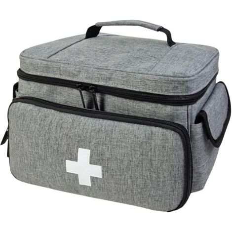 Small Medicine Storage Bag Empty, Family First Aid Organiser Box for Emergency Medical Kits, Red(Empty Bag Grey)