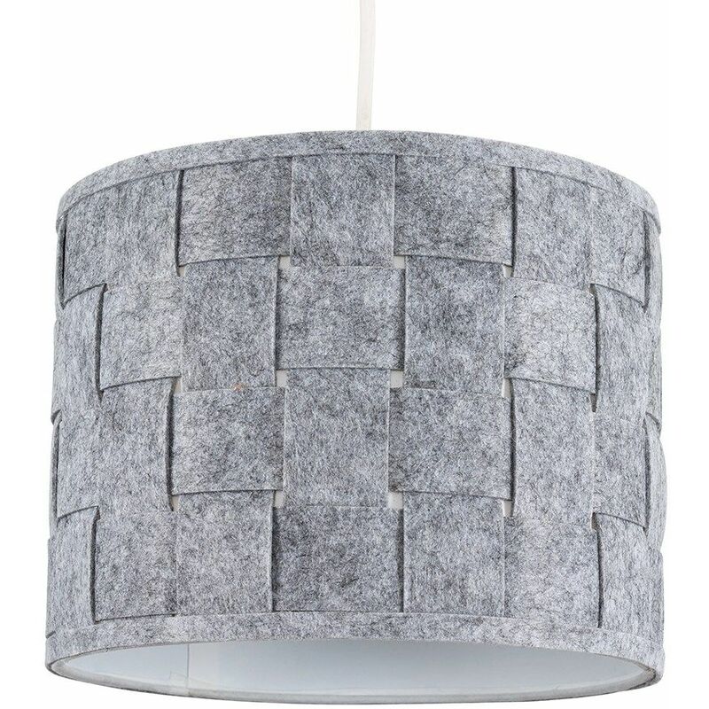 Small Grey Felt Weave Ceiling Pendant / Table Lamp Light Shade + 10W LED GLS Bulb Warm White
