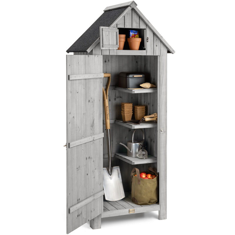 Small Narrow Garden Shed With Roof Hatch Grey