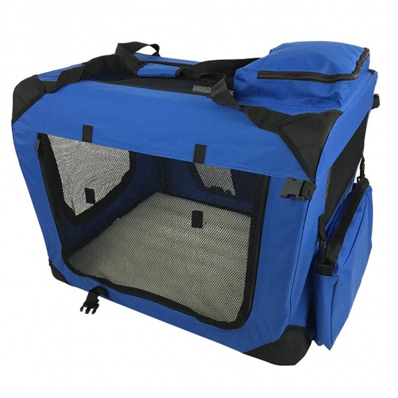 Small Pet Carrier Folding Soft Crate - Blue