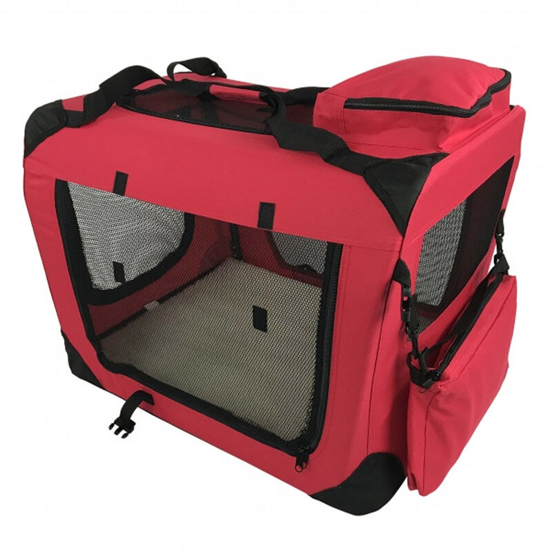Small Pet Carrier Folding Soft Crate - Red